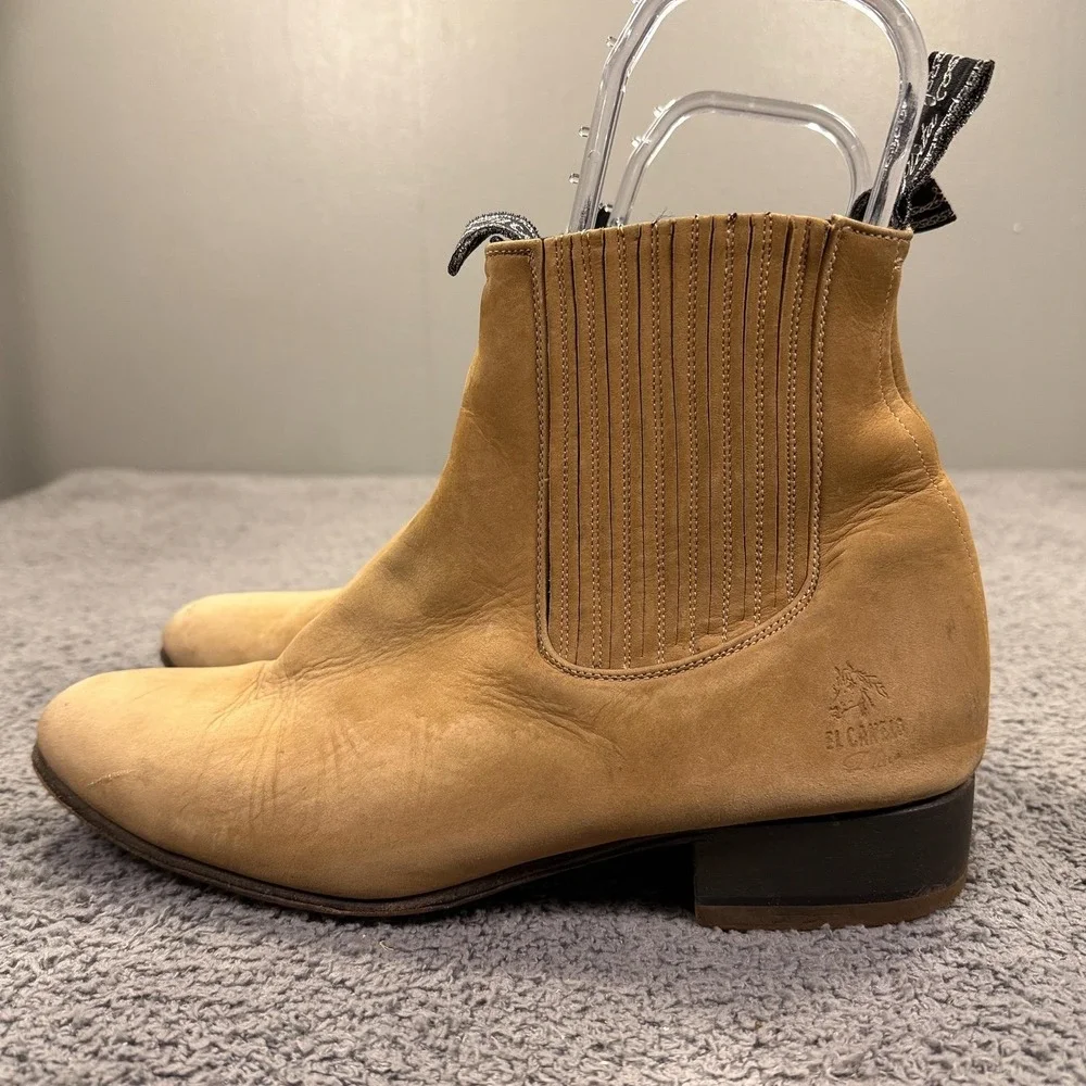 El Canelo Boots Mens Size 9 Tan Suede‎ Chelsea Roper Ankle Nobuck Leather Charro